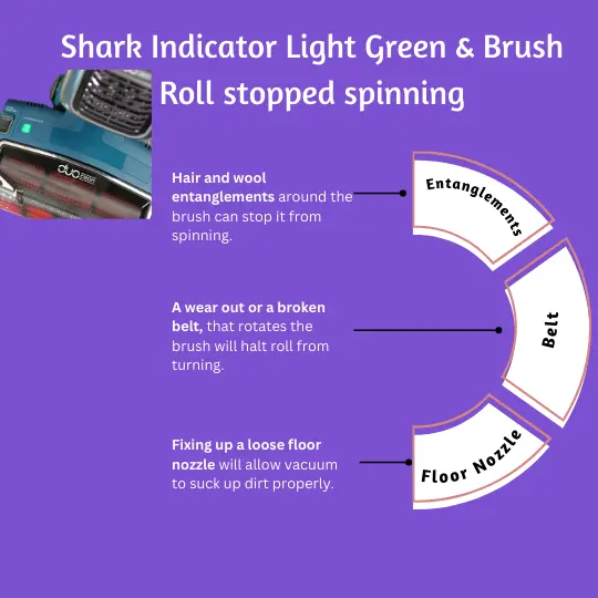 Shark Brush Roll Indicator Green But Not Spinning